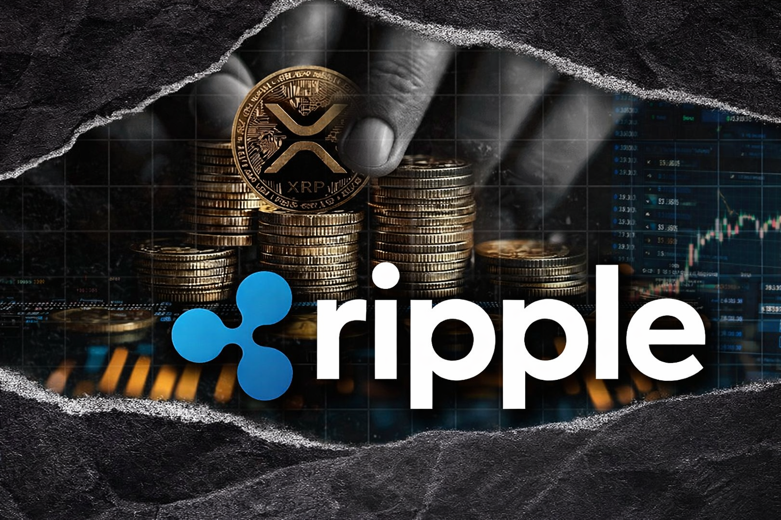 Ripple Prime on-chain perpetuals illustrated through Ripple’s logo and crypto derivatives market visuals