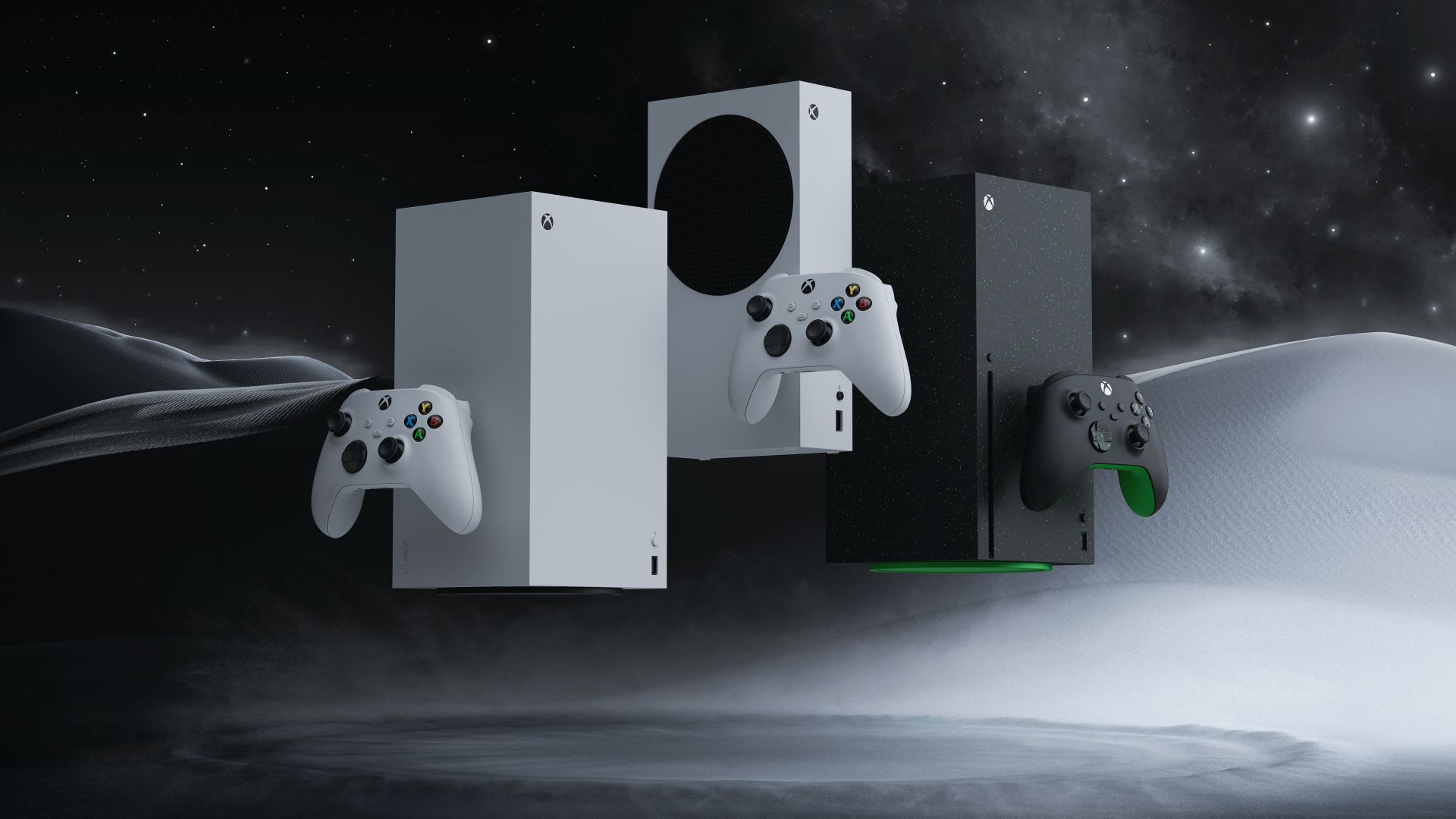 Xbox Series X and Series S consoles with controllers, representing Microsoft’s current gaming hardware ecosystem