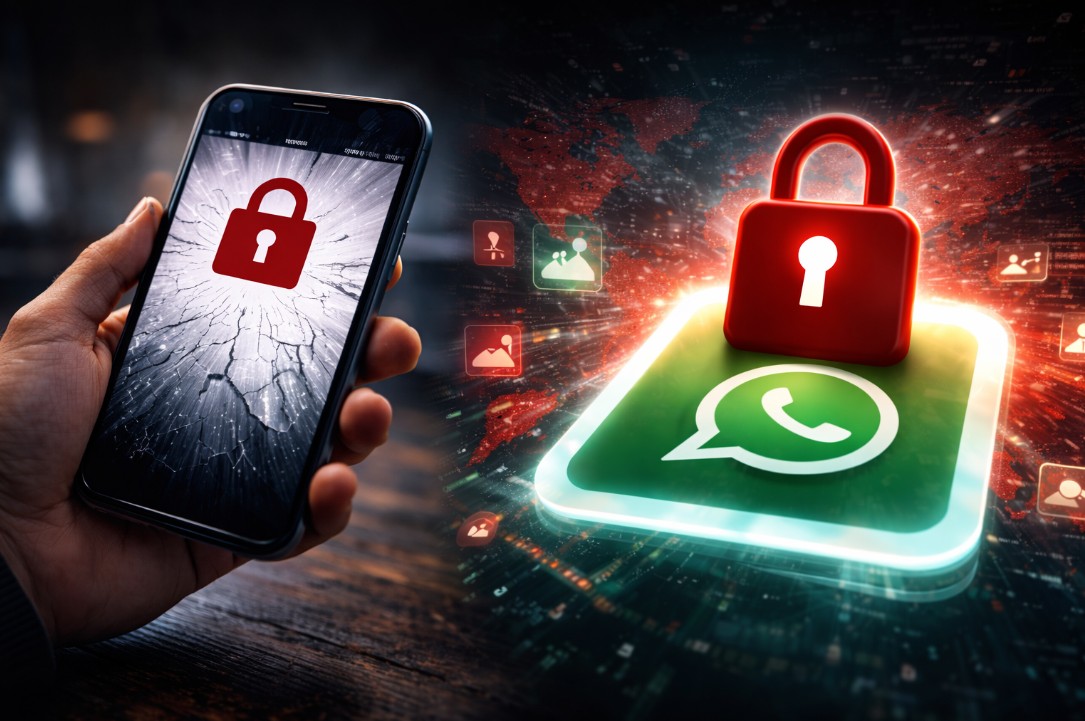 Composite image illustrating the WhatsApp anti-spam system causing account restrictions and global communication disruption