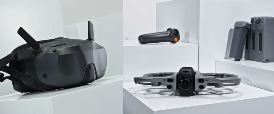 DJI Avata 360 drone with FPV goggles and controller showing the complete ecosystem ahead of March 26 launch