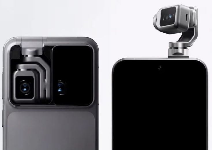 Honor Robot Phone robotic camera arm showing retracted and extended positions with 200MP gimbal system