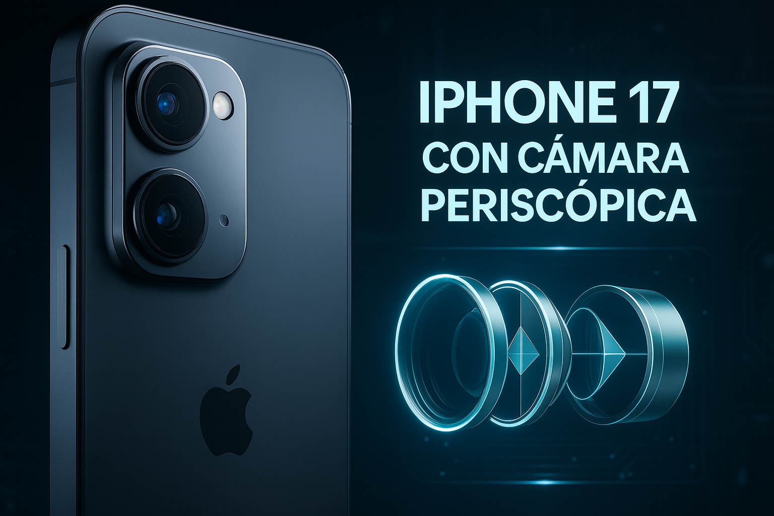 Futuristic smartphone with advanced periscope camera, metallic design, and digital tech background — no text or faces.