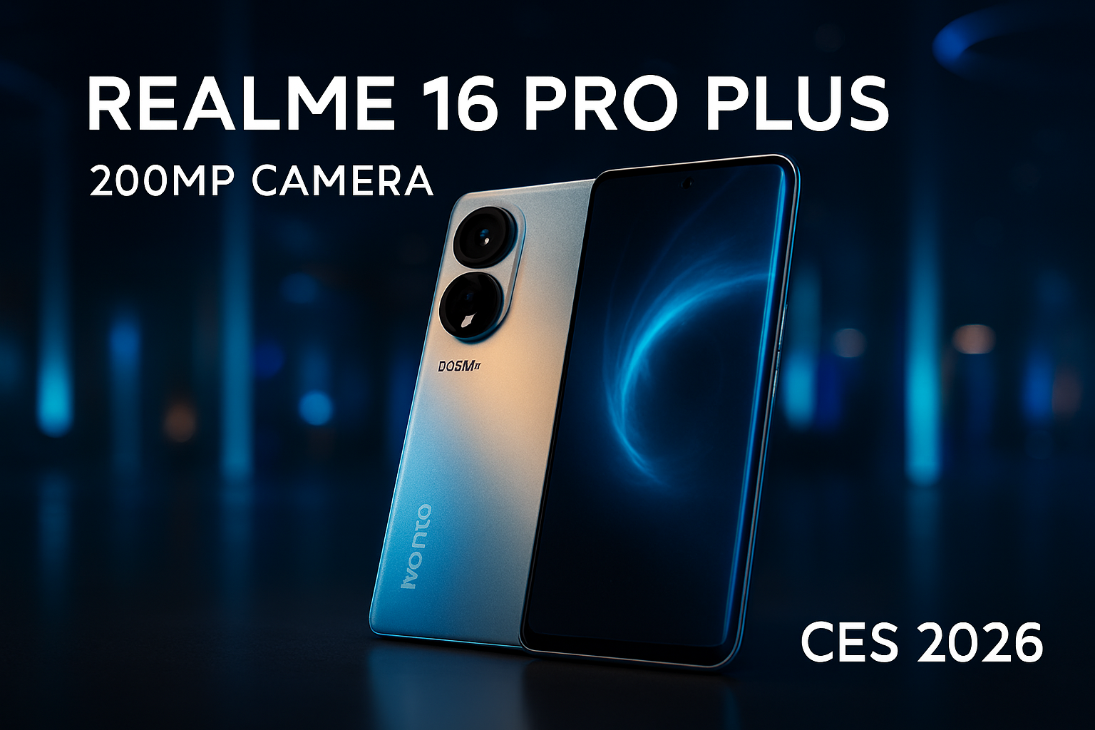 "Realme 16 Pro Plus with 200MP camera and curved AMOLED display showcased at CES 2026."